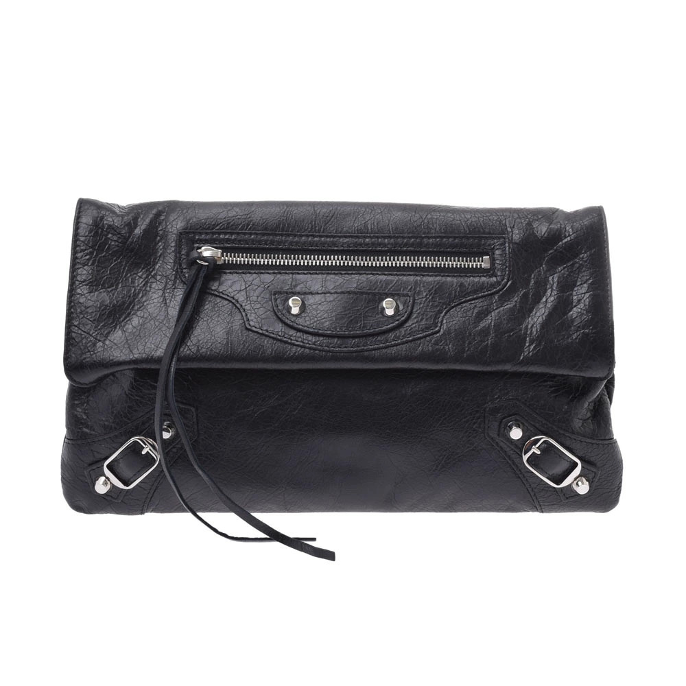 Balenciaga Envelope Black Leather Clutch Bag
